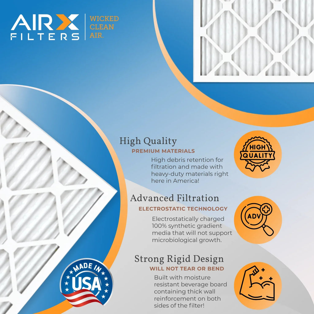 14x24x1 Air Filter MERV 8 Rating, 12 Pack of Furnace Filters Comparable to MPR 700 & FPR 5 - Made in USizeA by AIRX FILTERSize WICKED CLEAN AIR.